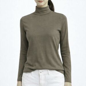 Vintage $155 NWT Linda Allard Ellen Tracy Silk Long Sleeve Tee Mock Neck Size L